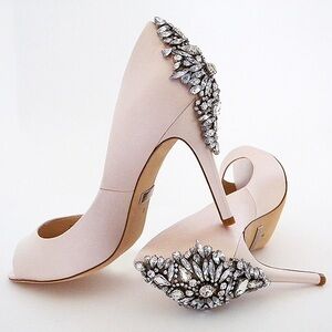 Badgley Mischka Peep Toe Pump - LIGHT PINK SATIN